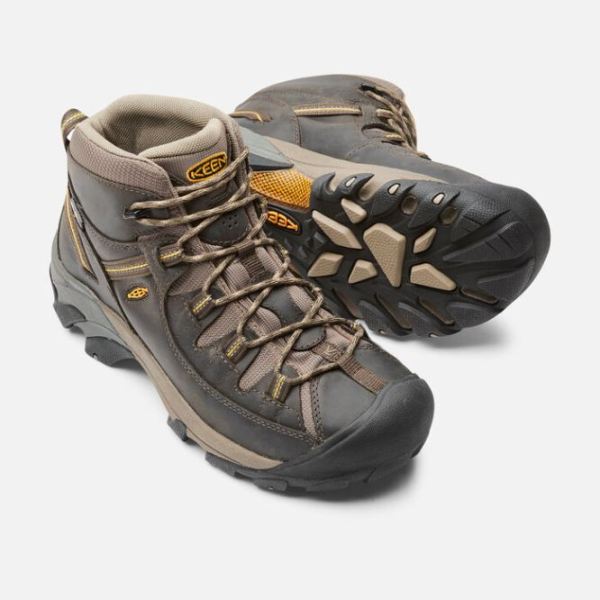 Keen Outlet Men's Targhee II Waterproof Mid-Black Olive/Yellow - Click Image to Close