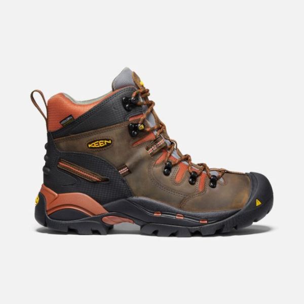 Keen Outlet Men's Pittsburgh 6" Waterproof Boot (Soft Toe)-Cascade Brown/Bombay Brown - Click Image to Close