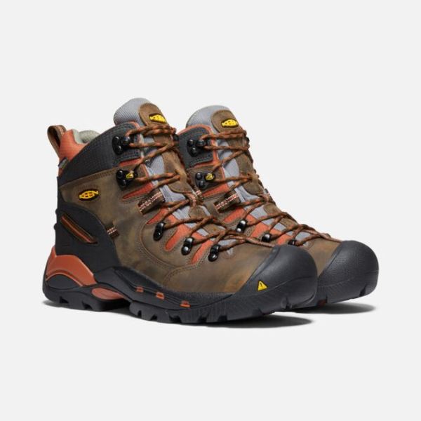 Keen Outlet Men's Pittsburgh 6" Waterproof Boot (Soft Toe)-Cascade Brown/Bombay Brown