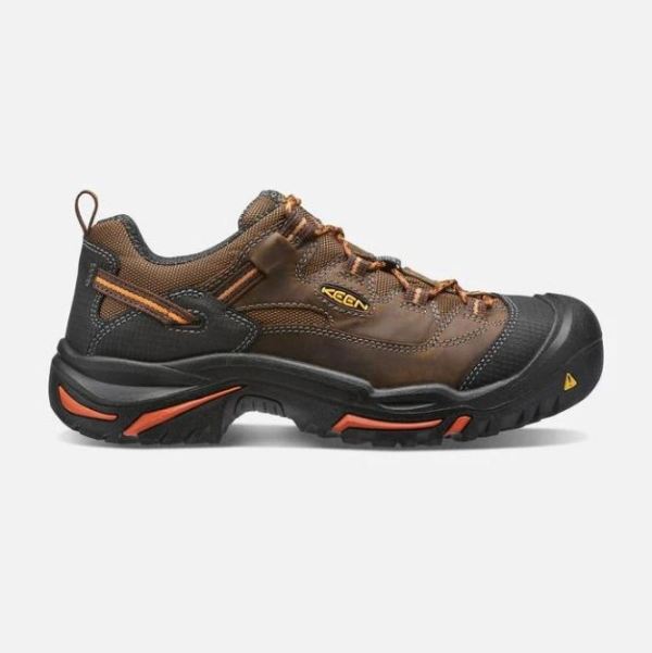 Keen Outlet Men's Braddock Low (Soft Toe)-Cascade/Orange Ochre