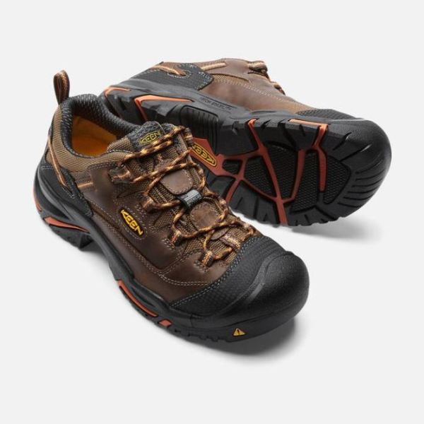 Keen Outlet Men's Braddock Low (Soft Toe)-Cascade/Orange Ochre - Click Image to Close