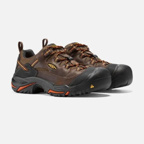 Keen Outlet Men's Braddock Low (Soft Toe)-Cascade/Orange Ochre - Click Image to Close