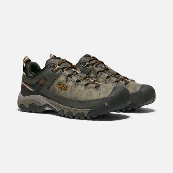 Keen Outlet Men's Targhee III Waterproof-BLACK OLIVE/GOLDEN BROWN