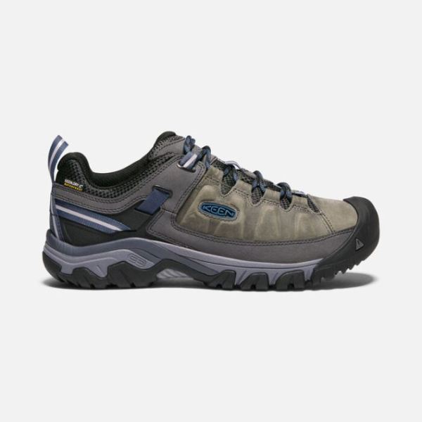 Keen Outlet Men's Targhee III Waterproof-STEEL GREY/CAPTAIN'S BLUE