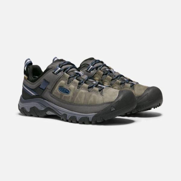 Keen Outlet Men's Targhee III Waterproof-STEEL GREY/CAPTAIN'S BLUE