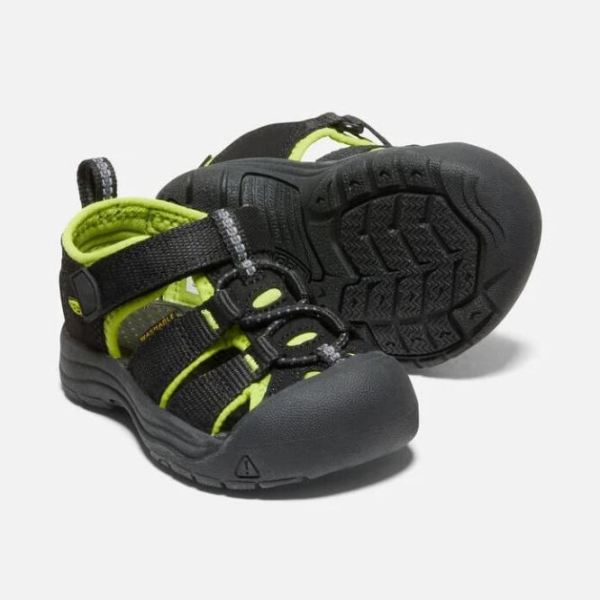 Keen Outlet Toddlers' Newport H2-BLACK/LIME GREEN - Click Image to Close