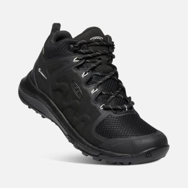 Keen Outlet Women's Explore Waterproof Boot-BLACK/STAR WHITE