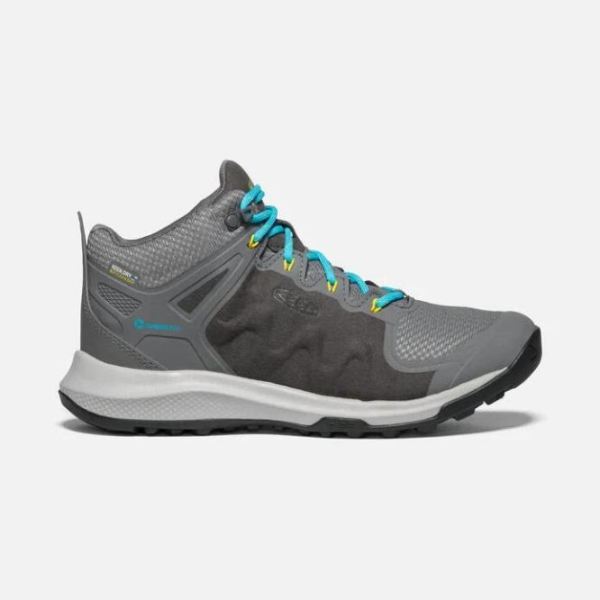 Keen Outlet Women's Explore Waterproof Boot-STEEL GREY/BRIGHT TURQUOISE