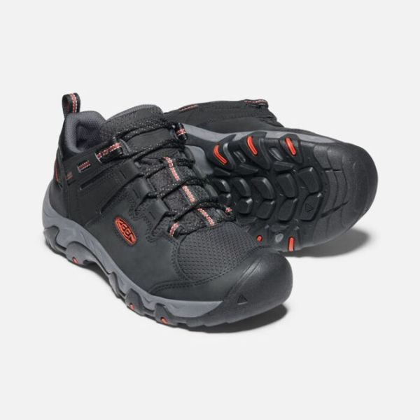 Keen Outlet Men's Steens Waterproof Shoe-Black/Bossa Nova