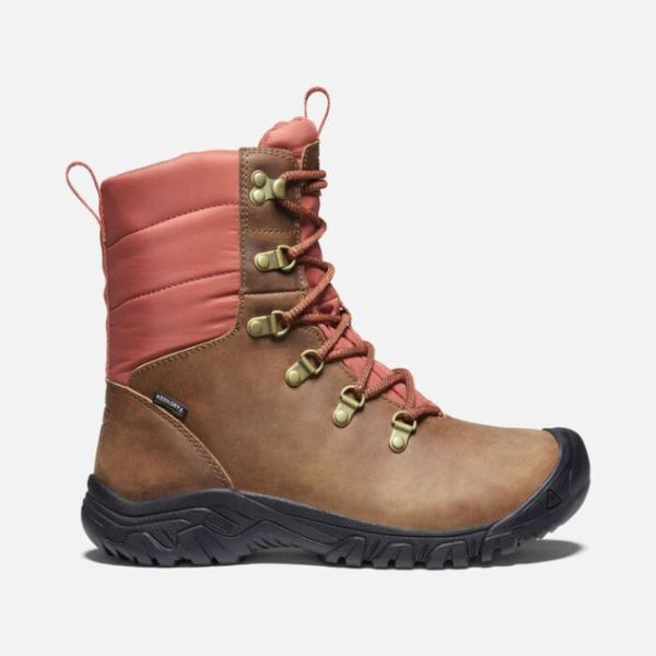 Keen Outlet Women's Greta Waterproof Boot-Toasted Coconut/Redwood