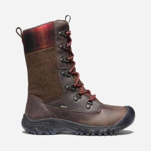 Keen Outlet Women's Greta Tall Waterproof Boot-Chestnut/Mulch