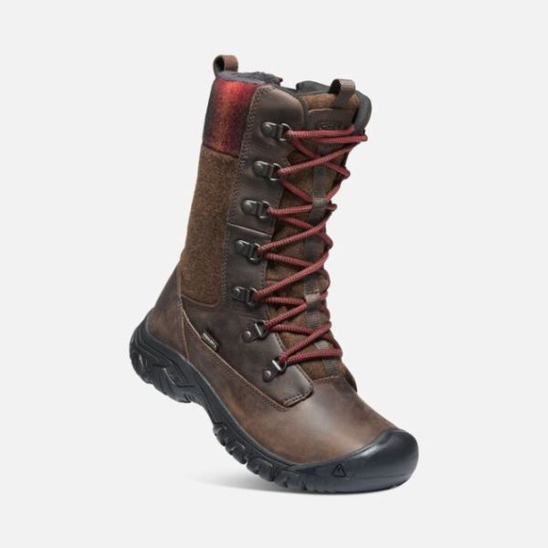 Keen Outlet Women's Greta Tall Waterproof Boot-Chestnut/Mulch