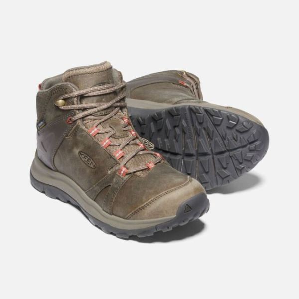 Keen Outlet Women's Terradora II Leather Waterproof Boot-Brindle/Redwood - Click Image to Close