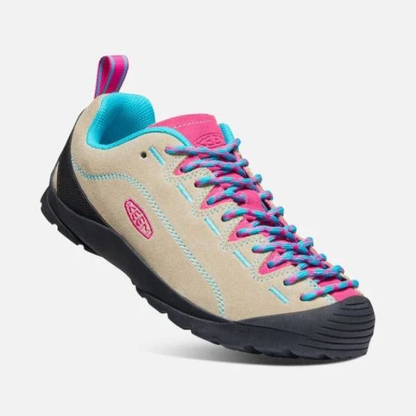 Keen Outlet Women's Jasper Suede Sneakers-Safari/Pink Peacock