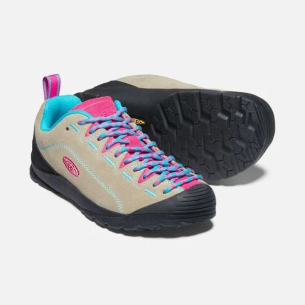Keen Outlet Women's Jasper Suede Sneakers-Safari/Pink Peacock