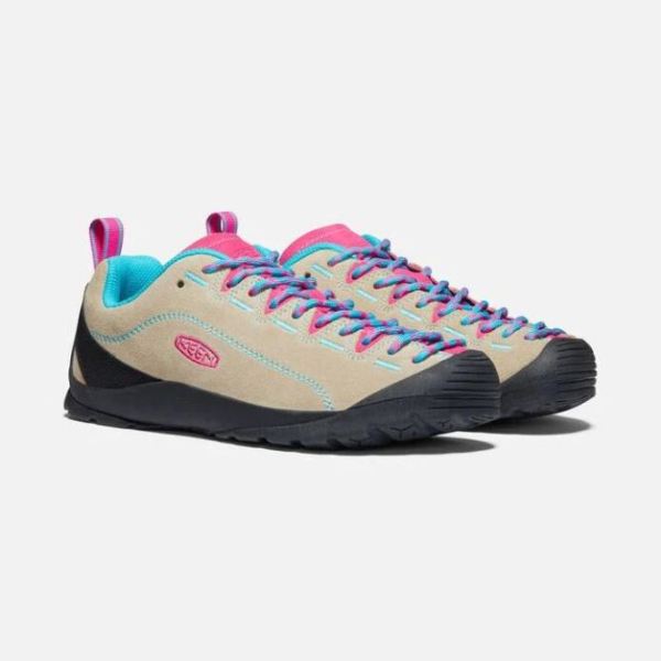 Keen Outlet Women's Jasper Suede Sneakers-Safari/Pink Peacock