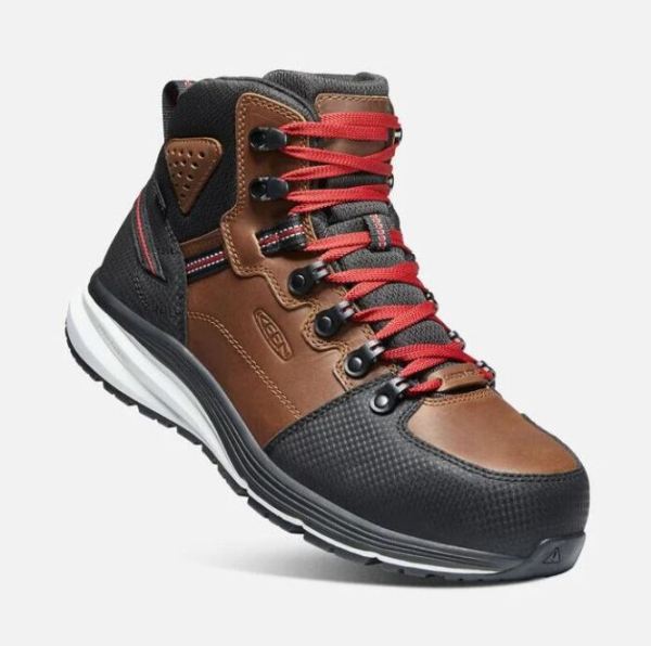 Keen Outlet Men's Red Hook Waterproof Boot (Carbon-Fiber Toe)-Tobacco/Black