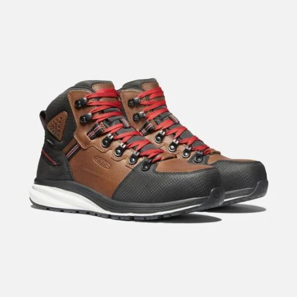 Keen Outlet Men's Red Hook Waterproof Boot (Carbon-Fiber Toe)-Tobacco/Black