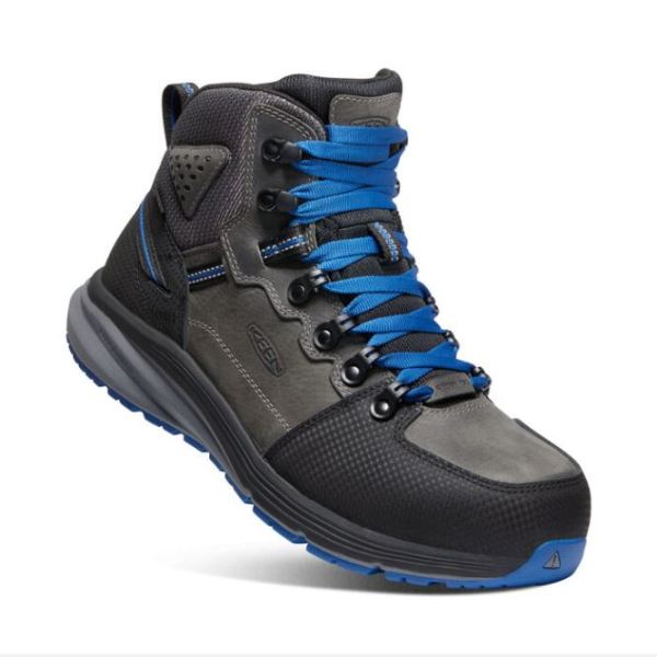 Keen Outlet Men's Red Hook Waterproof Boot (Carbon-Fiber Toe)-Steel Grey/Bright Cobalt