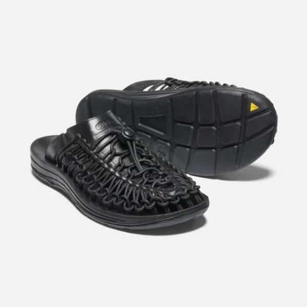 Keen Outlet Men's UNEEK Premium Leather Slide-Triple Black/Black