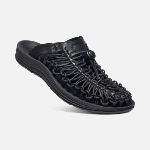 Keen Outlet Women's UNEEK Premium Leather Slide-Triple Black/Black