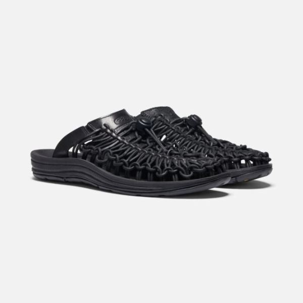 Keen Outlet Women's UNEEK Premium Leather Slide-Triple Black/Black