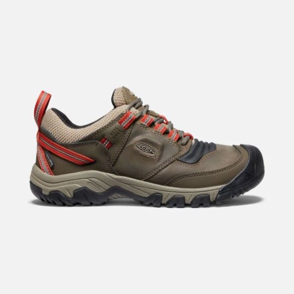 Keen Outlet Men's Ridge Flex Waterproof-Timberwolf/Ketchup