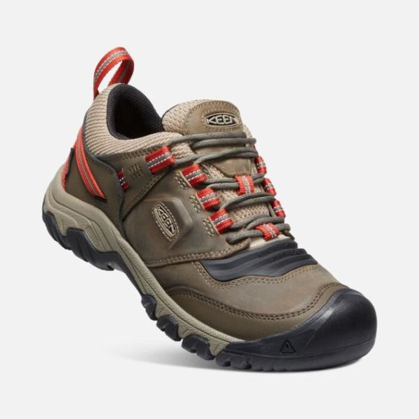 Keen Outlet Men's Ridge Flex Waterproof-Timberwolf/Ketchup