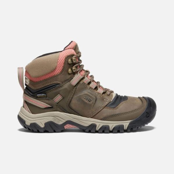 Keen Outlet Women's Ridge Flex Waterproof Boot-Timberwolf/Brick Dust - Click Image to Close