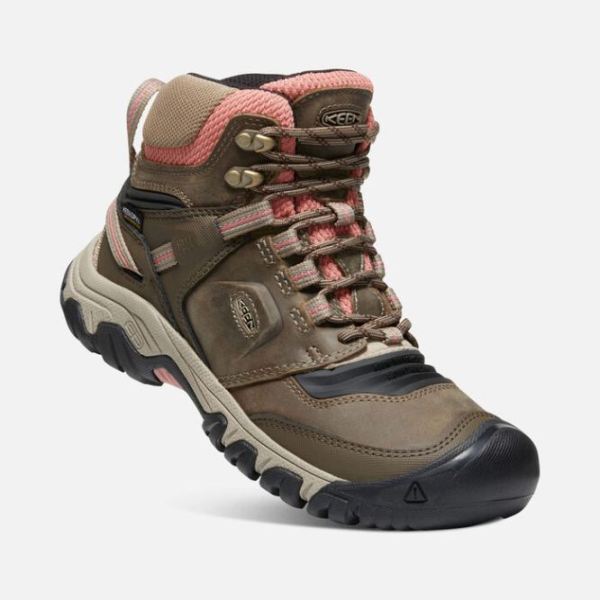 Keen Outlet Women's Ridge Flex Waterproof Boot-Timberwolf/Brick Dust