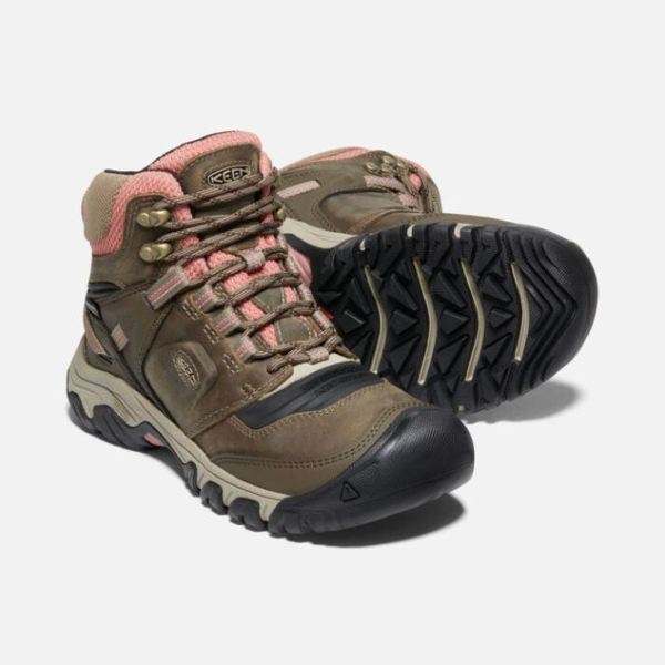 Keen Outlet Women's Ridge Flex Waterproof Boot-Timberwolf/Brick Dust