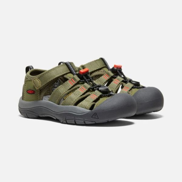 Keen Outlet Little Kids' Newport H2-Olive Drab/Orange