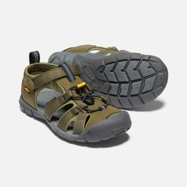 Keen Outlet Big Kids' Seacamp II CNX-Military Olive/Saffron