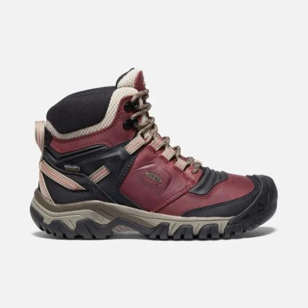 Keen Outlet Women's Ridge Flex Waterproof Boot-Rhubarb/Black