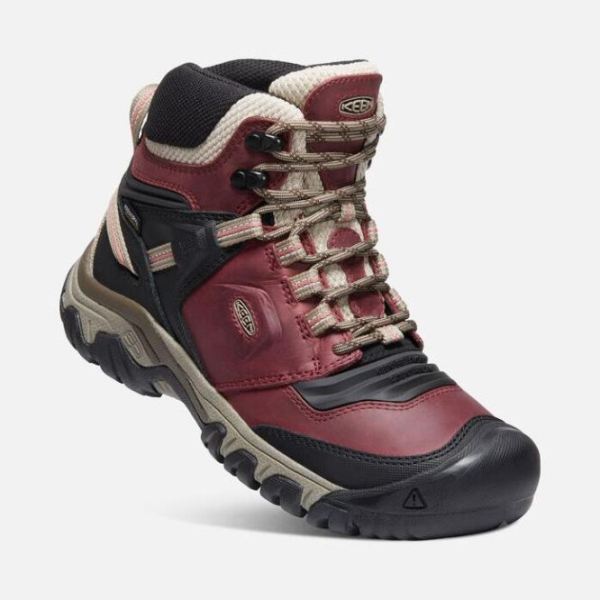 Keen Outlet Women's Ridge Flex Waterproof Boot-Rhubarb/Black - Click Image to Close