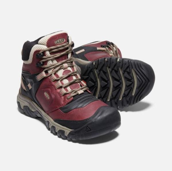 Keen Outlet Women's Ridge Flex Waterproof Boot-Rhubarb/Black - Click Image to Close