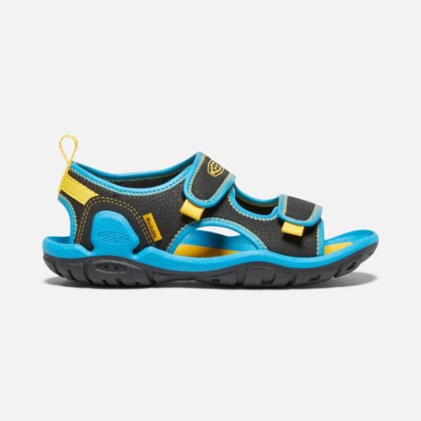 Keen Outlet Big Kids' Knotch Creek Open-Toe Sandal-Black/Vivid Blue - Click Image to Close