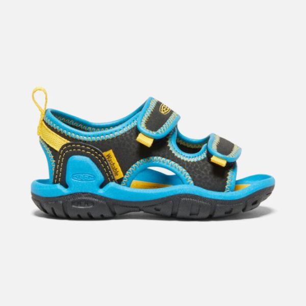 Keen Outlet Toddlers' Knotch Creek Open-Toe Sandal-Black/Vivid Blue - Click Image to Close