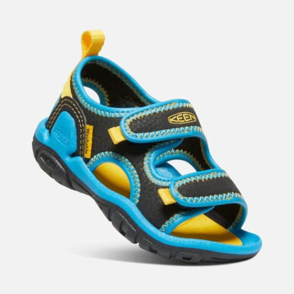 Keen Outlet Toddlers' Knotch Creek Open-Toe Sandal-Black/Vivid Blue - Click Image to Close