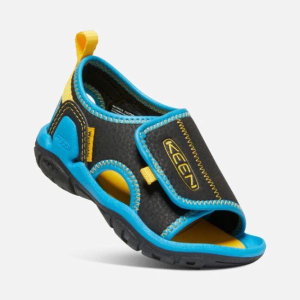 Keen Outlet Toddlers' Knotch River Open-Toe Sandal-Black/Vivid Blue - Click Image to Close