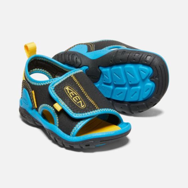 Keen Outlet Toddlers' Knotch River Open-Toe Sandal-Black/Vivid Blue - Click Image to Close