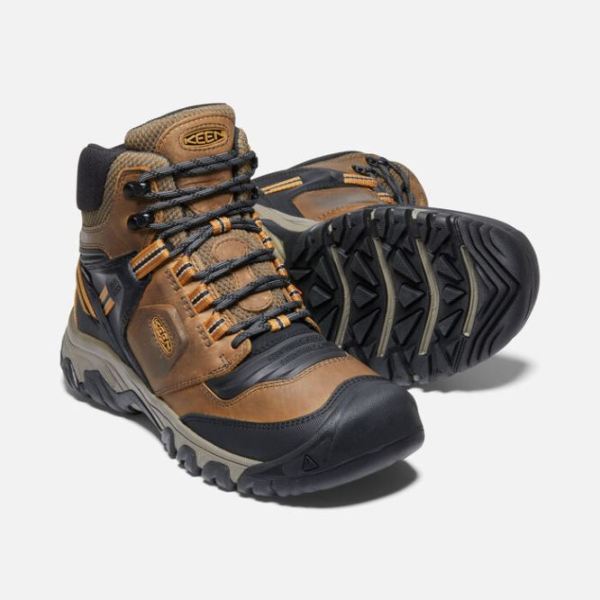 Keen Outlet Men's Ridge Flex Waterproof Boot-Bison/Golden Brown - Click Image to Close