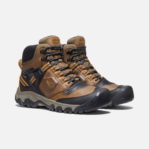 Keen Outlet Men's Ridge Flex Waterproof Boot-Bison/Golden Brown - Click Image to Close