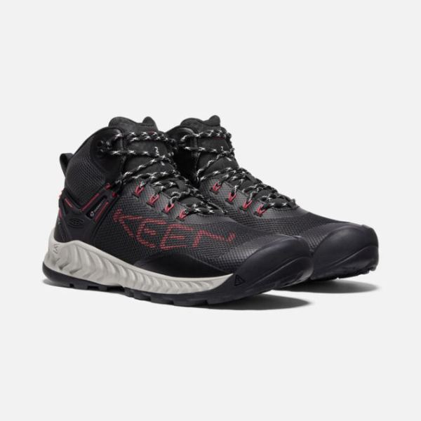 Keen Outlet Men's NXIS EVO Waterproof Boot-Black/Red Carpet