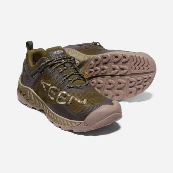 Keen Outlet Men's NXIS EVO Waterproof Shoe-Dark Olive/Black Olive - Click Image to Close