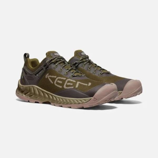 Keen Outlet Men's NXIS EVO Waterproof Shoe-Dark Olive/Black Olive - Click Image to Close