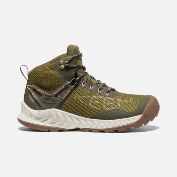 Keen Outlet Women's NXIS EVO Waterproof Boot-Olive Drab/Birch - Click Image to Close