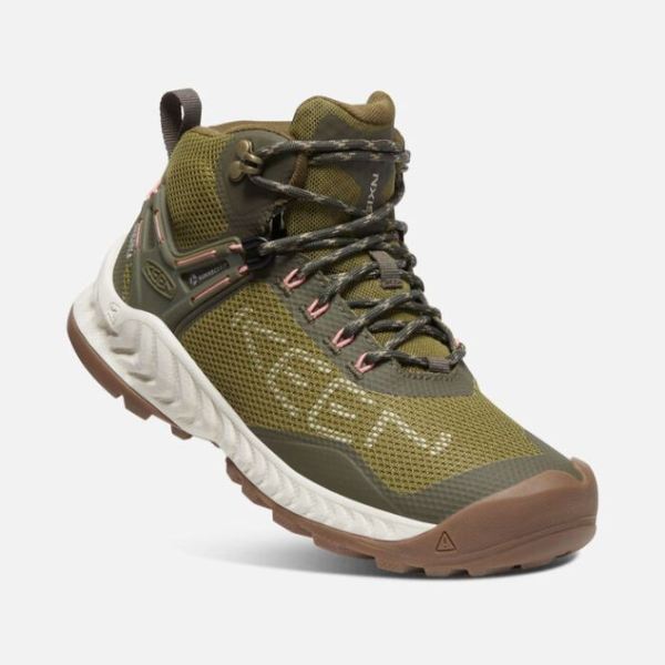 Keen Outlet Women's NXIS EVO Waterproof Boot-Olive Drab/Birch - Click Image to Close