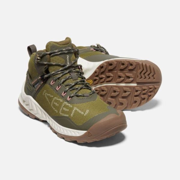Keen Outlet Women's NXIS EVO Waterproof Boot-Olive Drab/Birch - Click Image to Close