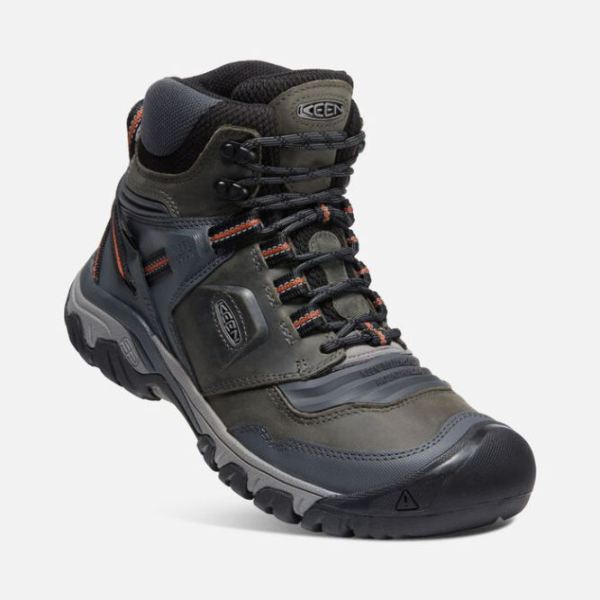 Keen Outlet Men's Ridge Flex Waterproof Boot-Steel Grey/Fossil Orange